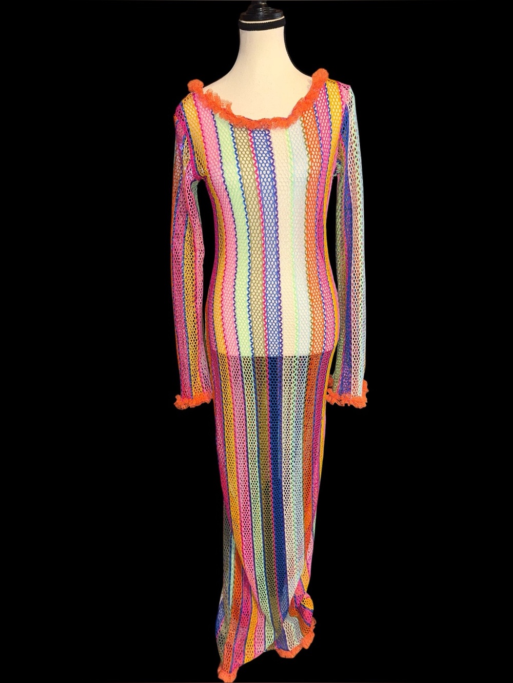 Alana stripe crochet cover up maxi dress beach vacation resort summer